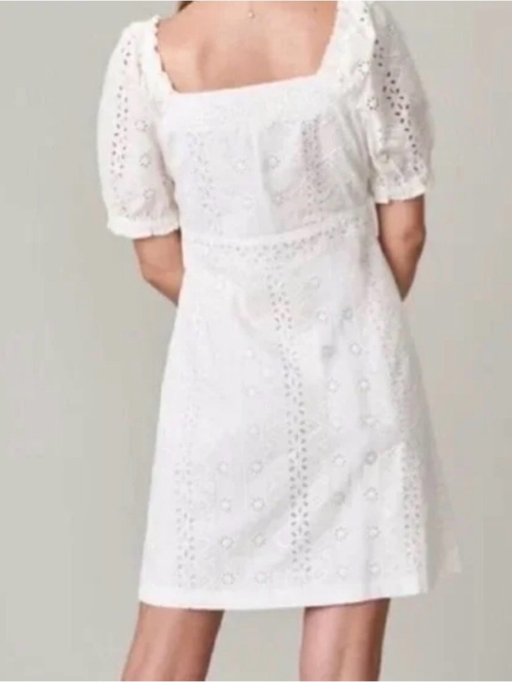 Spartina 449 Catrina Eyelet Dress Pearl White Sz S vintage-inspired French style - Picture 3 of 13